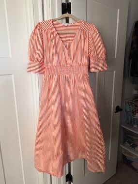 Karlie Orange and White Striped Maxi Dress